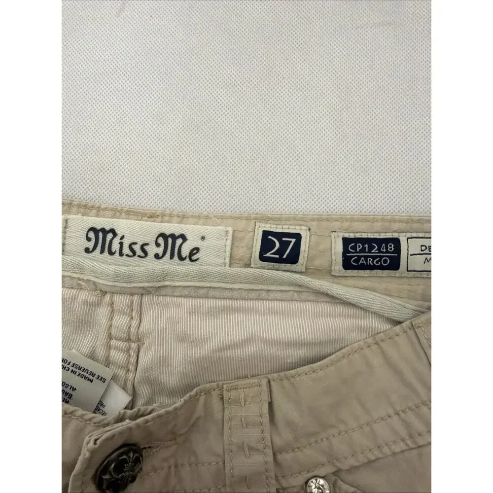 Miss Me Women’s Tan Rip Stop Shorts Size 27 CP1248 Cargo - Picture 6 of 12